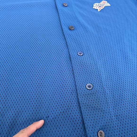 Dodgers T Shirt/Warm Up jersey Levy Restaurants The Ericson Group Button Up 2XL - Picture 4 of 10